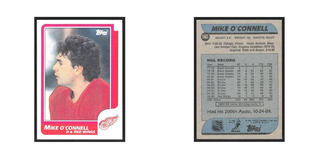 1986 Topps Mike O'Connell Detroit Red Wings #140