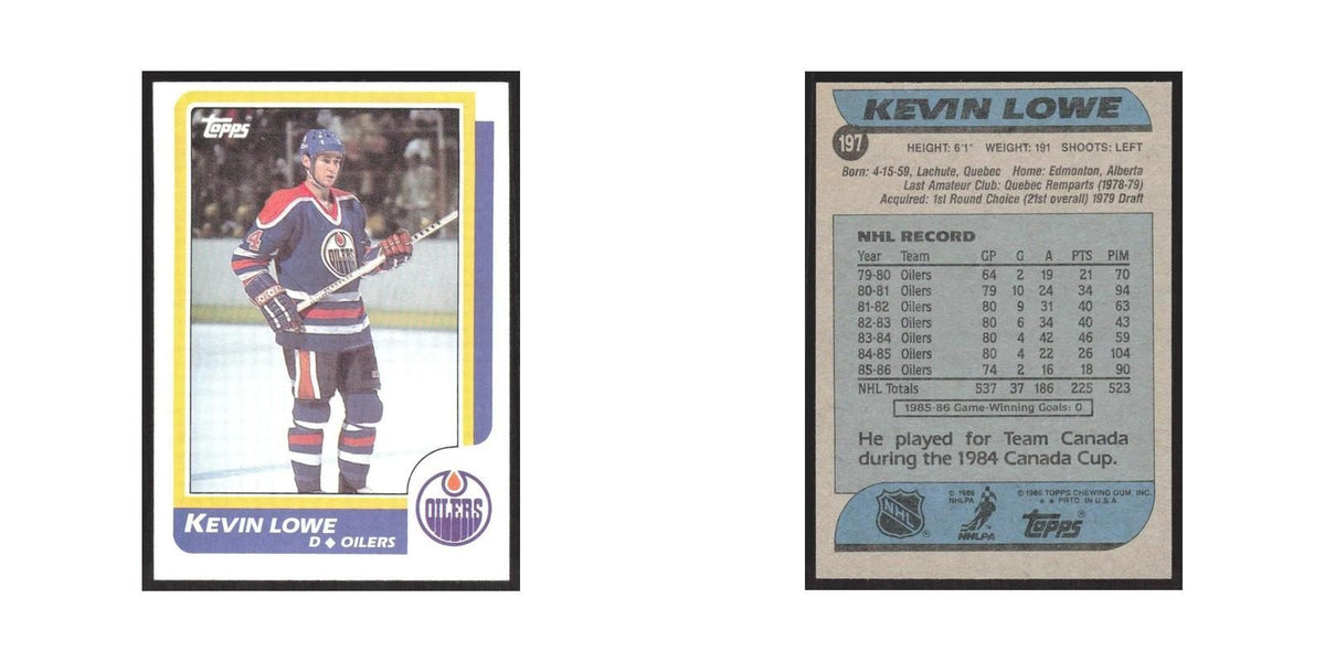 1986 Topps Kevin Lowe Edmonton Oilers #197