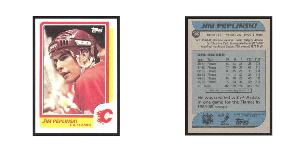 1986 Topps Jim Peplinski Calgary Flames #182