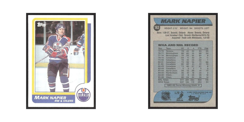1986 Topps Mark Napier Edmonton Oilers #183