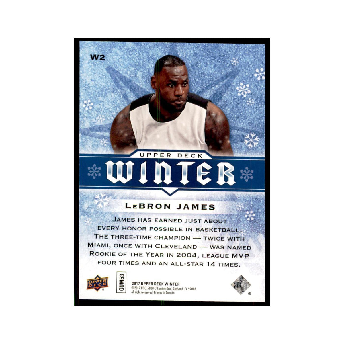2017 Upper Deck Winter LeBron James Hockey Cards #W2