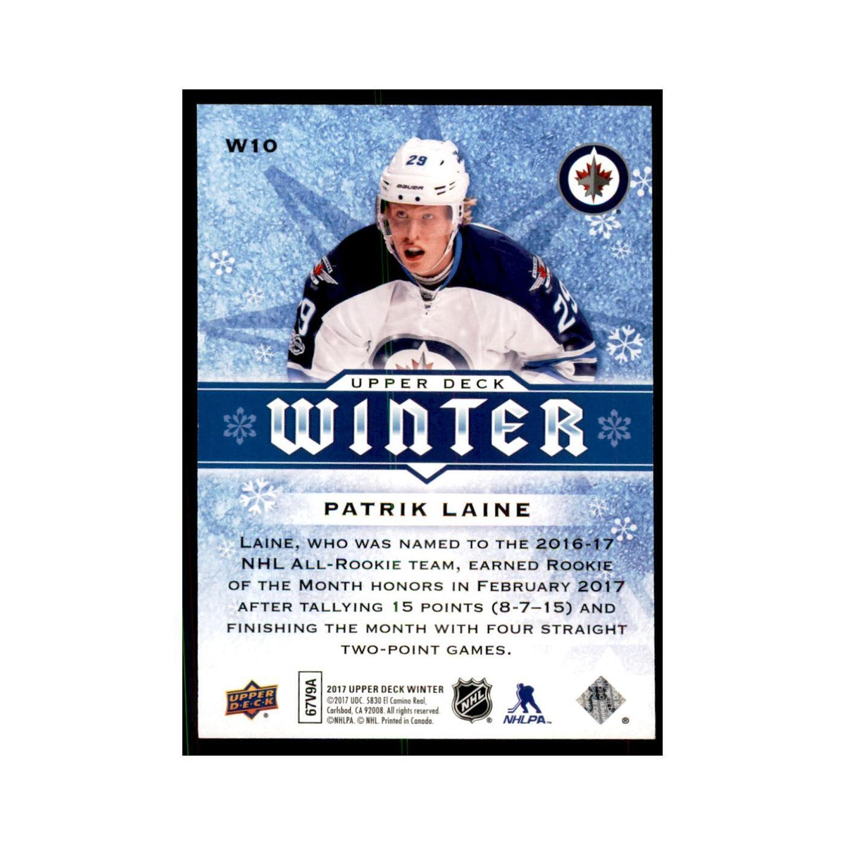 2017 Upper Deck Winter Patrik Laine Hockey Cards #W10