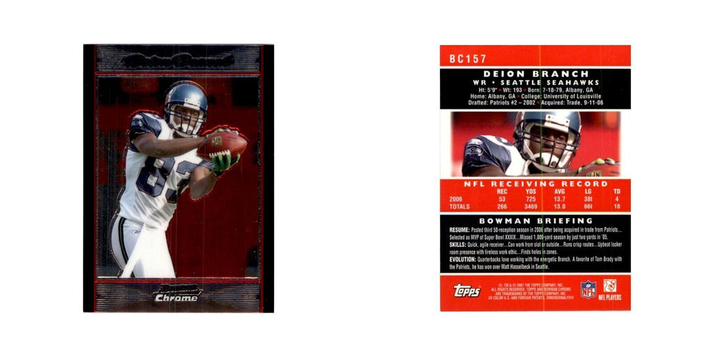 2007 Bowman Chrome Deion Branch Football Cards #157