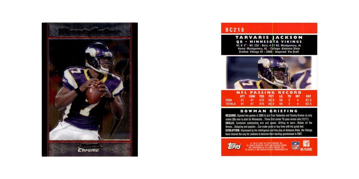 2007 Bowman Chrome Tarvaris Jackson Football Cards #218