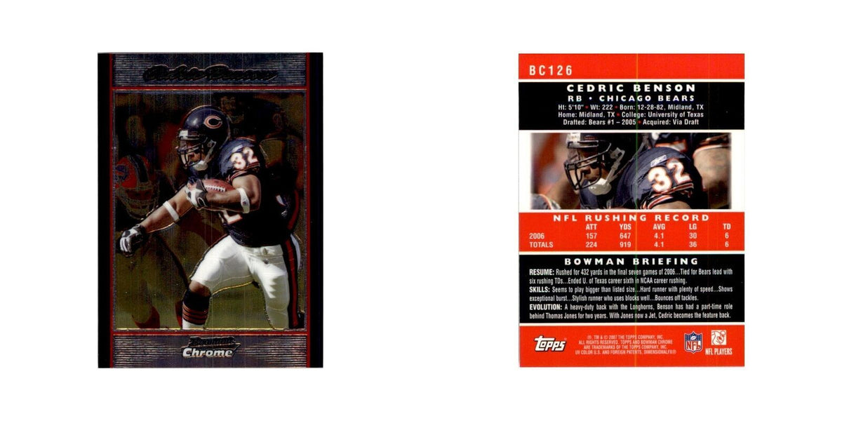 2007 Bowman Chrome Cedric Benson Football Cards #126
