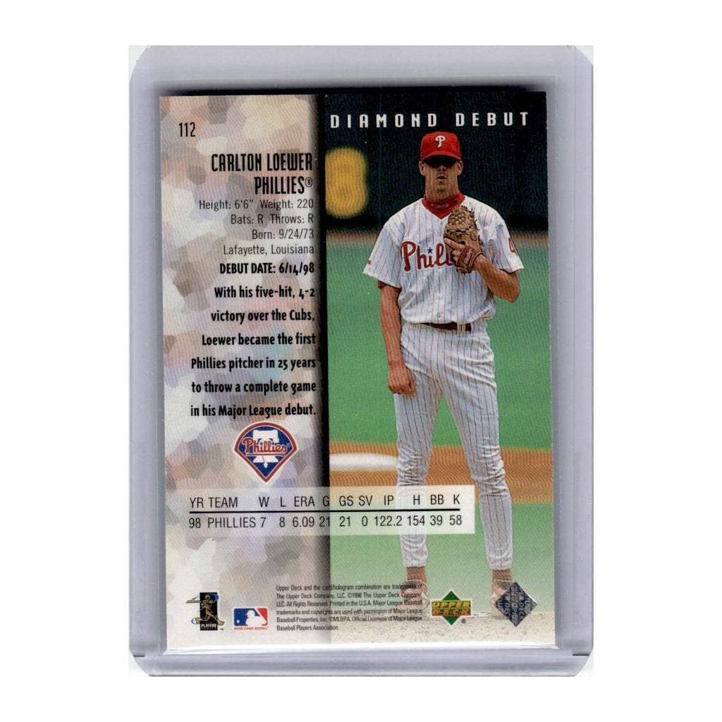 1999 Upper Deck Black Diamond Carlton Loewer Phillies #112
