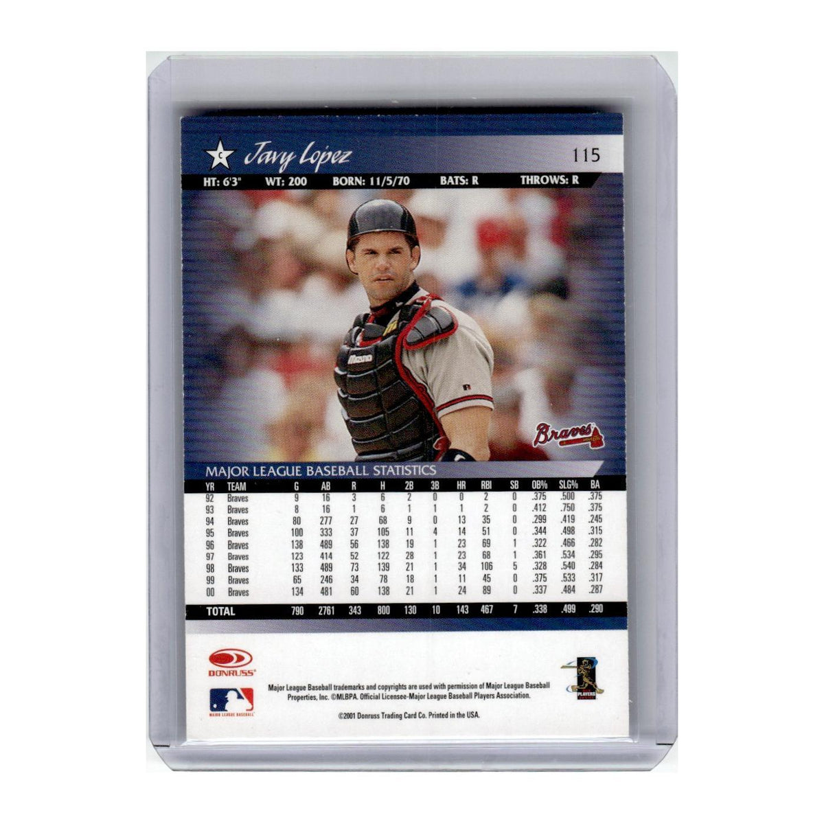 2001 Donruss Javy Lopez Braves #115