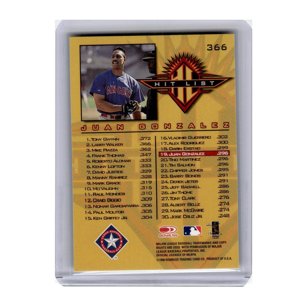 1998 Donruss Juan Gonzalez Rangers #366