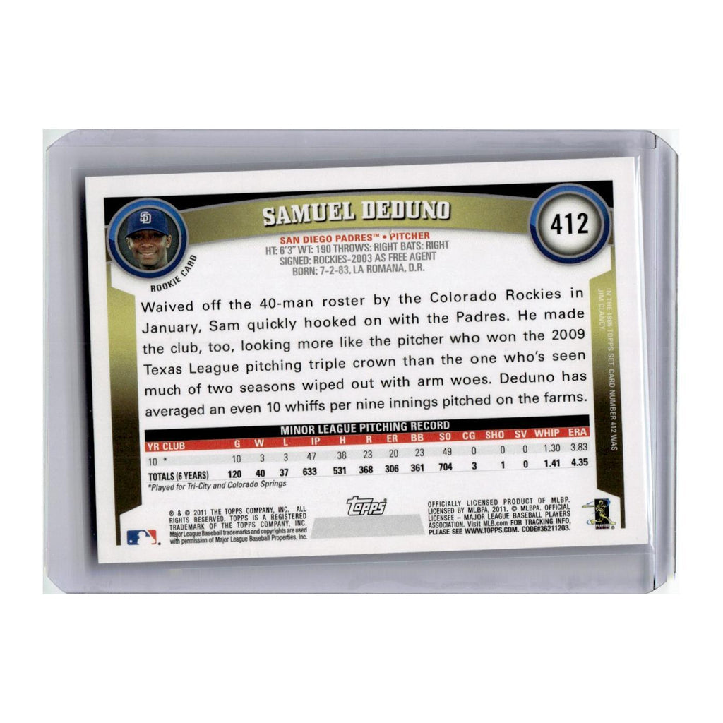 2011 Topps Samuel Deduno RC Padres #412