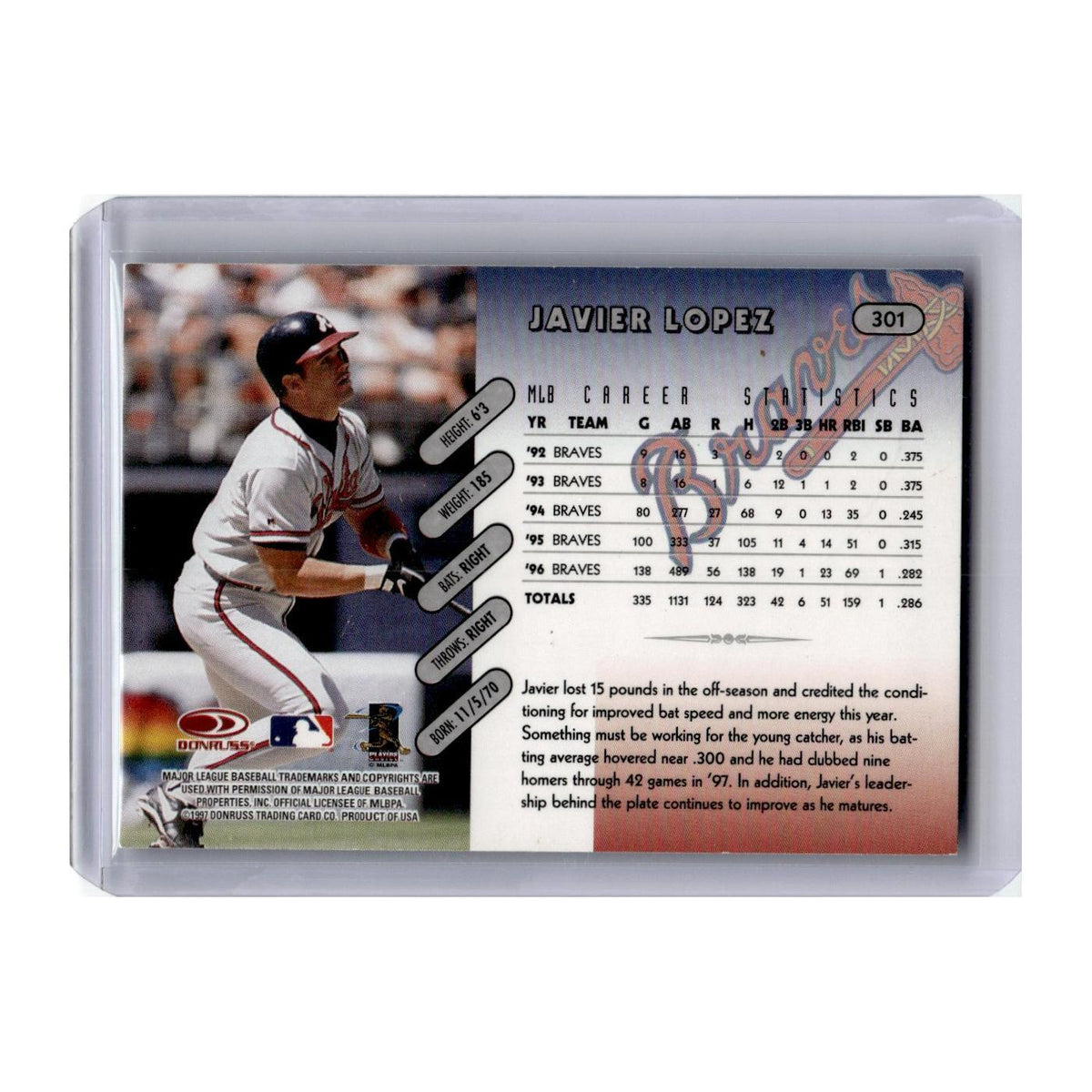 1997 Donruss Javier Lopez Braves #301