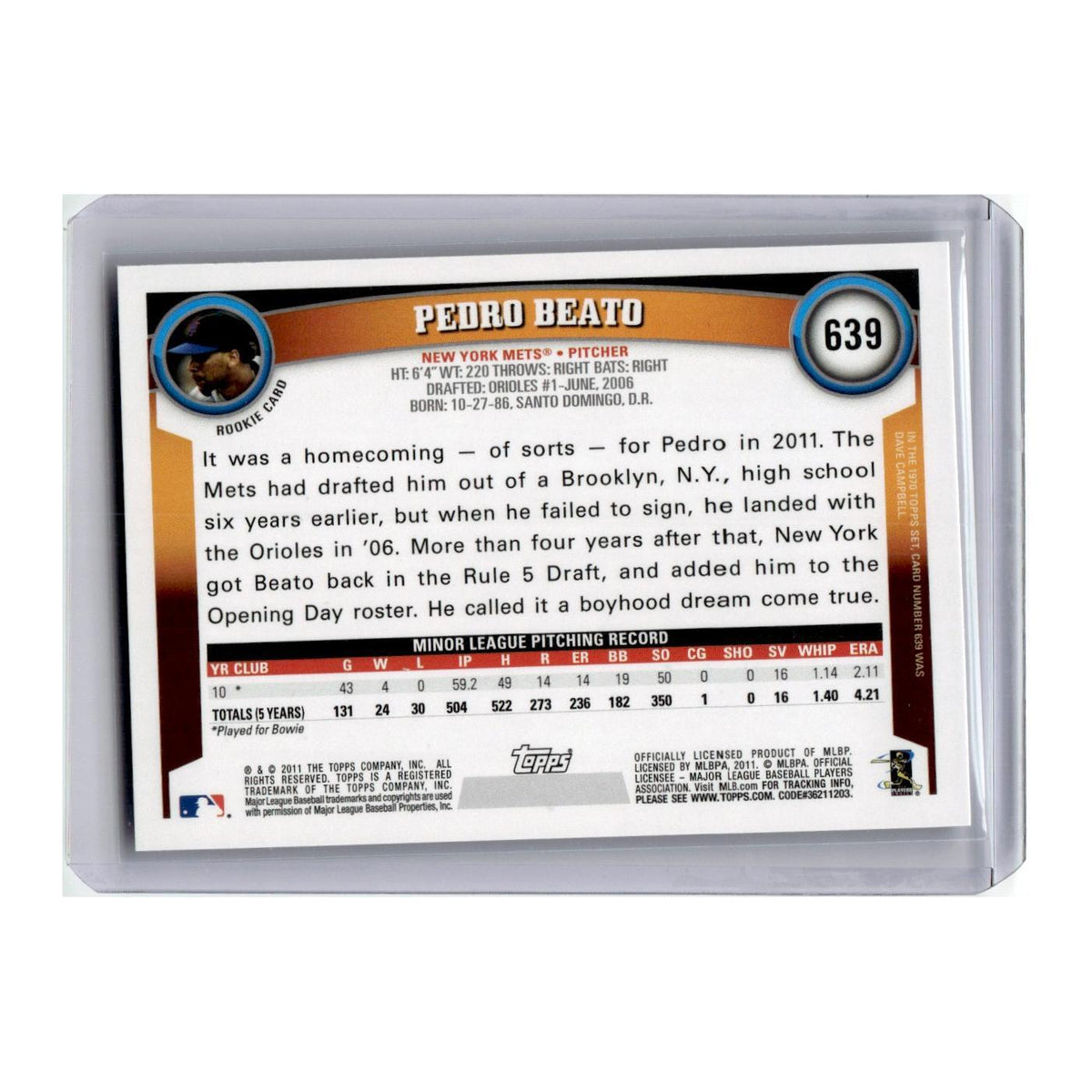 2011 Topps Pedro Beato RC Mets #639