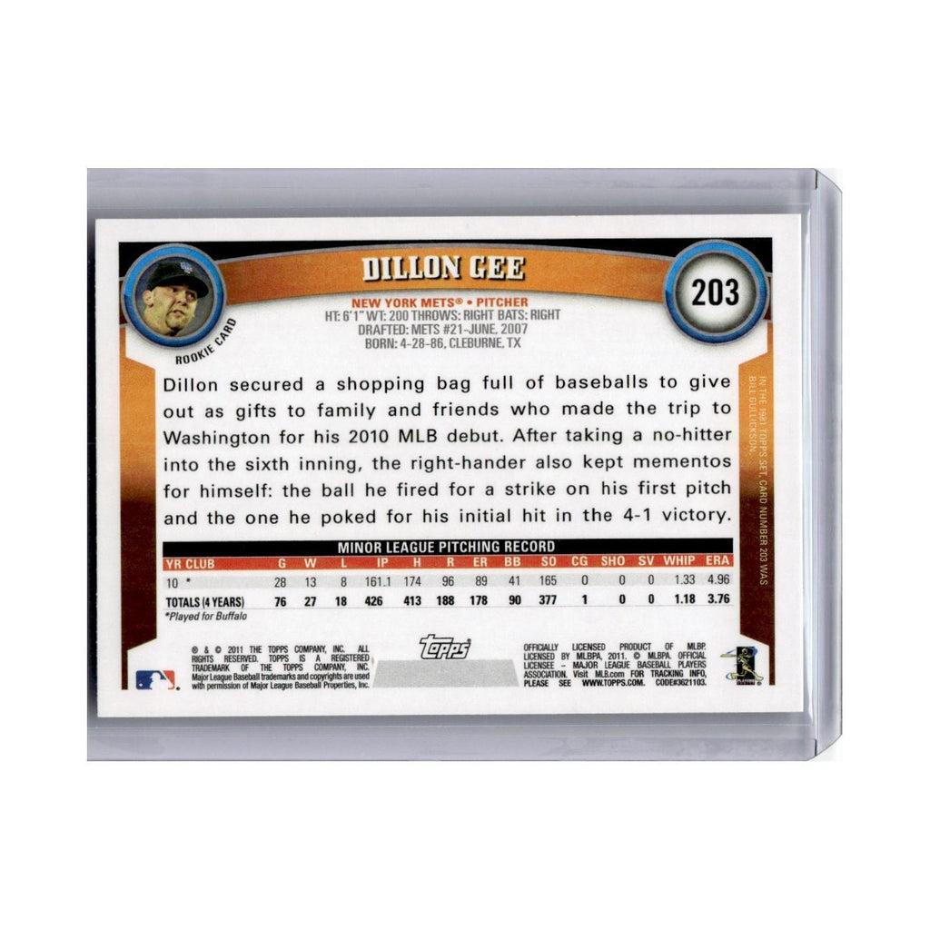2011 Topps Dillon Gee RC Mets #203