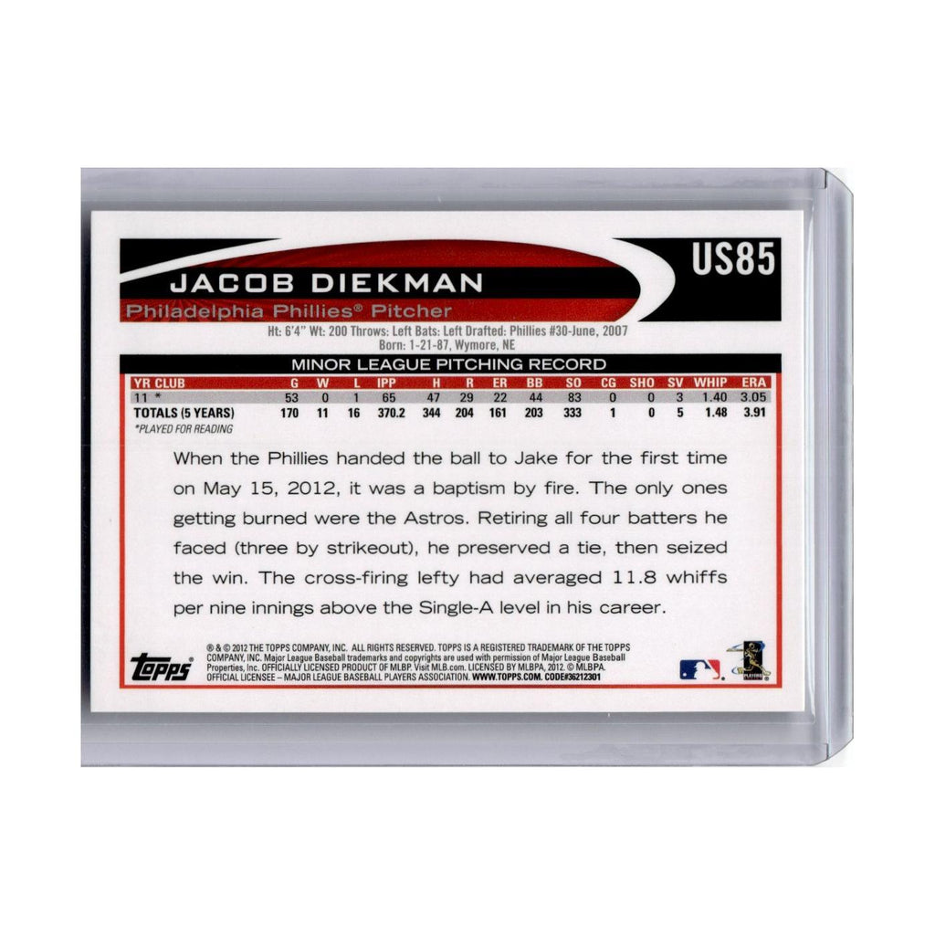 2012 Topps Update Jacob Diekman RC Phillies #US85