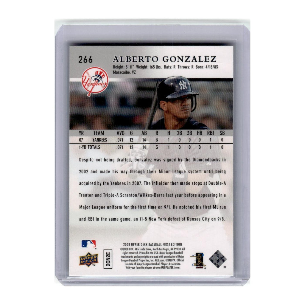 2008 Upper Deck First Edition Alberto Gonzalez RC Yankees #266