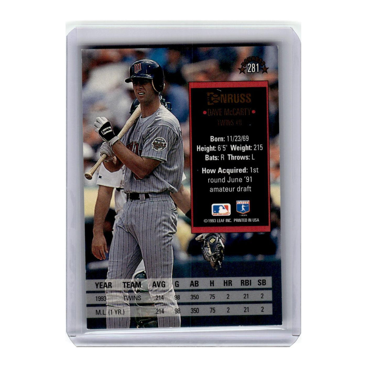 1994 Donruss David McCarty Twins #281
