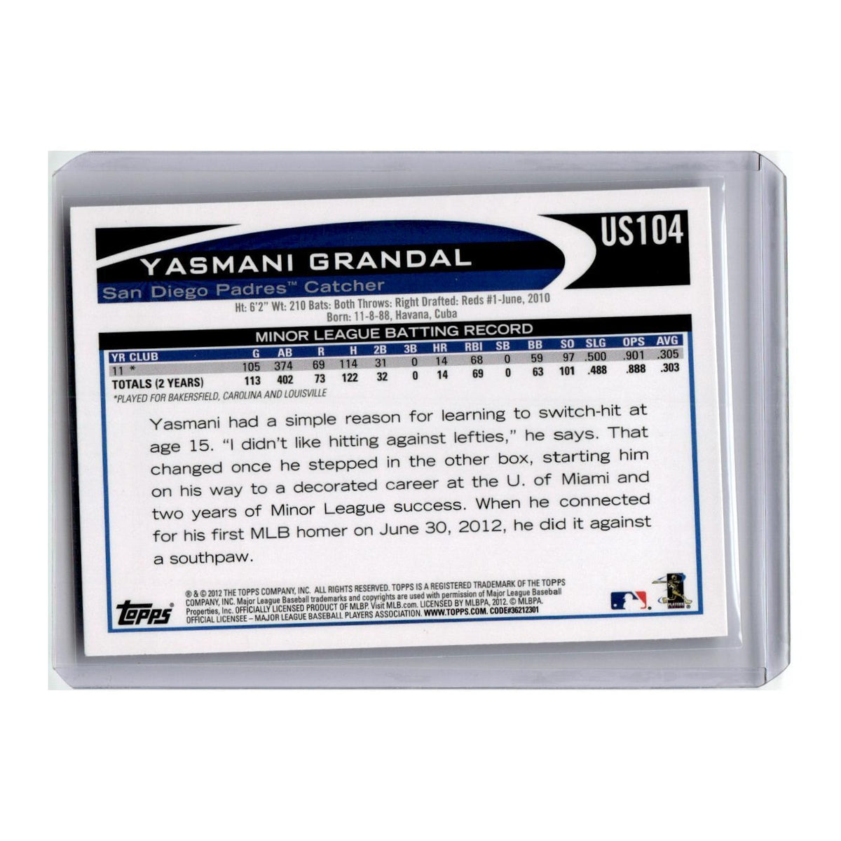 2012 Topps Update Yasmani Grandal RC Padres #US104