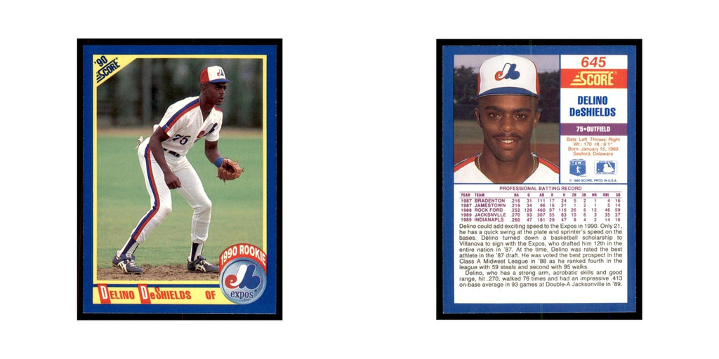 1990 Score Delino DeShields Baseball Cards #645