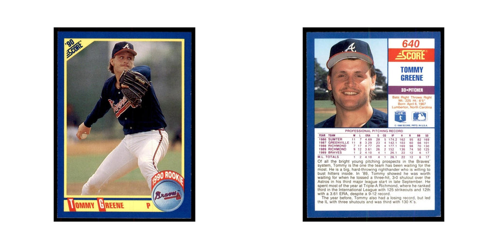 1990 Score Tommy Greene Baseball Cards #640