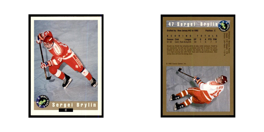 1992 Classic Draft Picks Sergei Brylin Hockey Cards #47