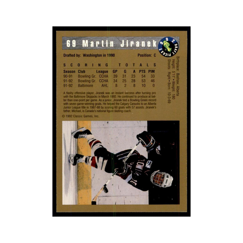 1992 Classic Draft Picks Martin Jiranek Hockey Cards #69