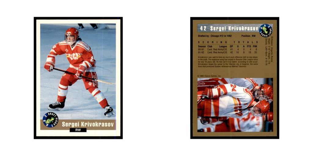 1992 Classic Draft Picks Sergei Krivokrasov Hockey Cards #42