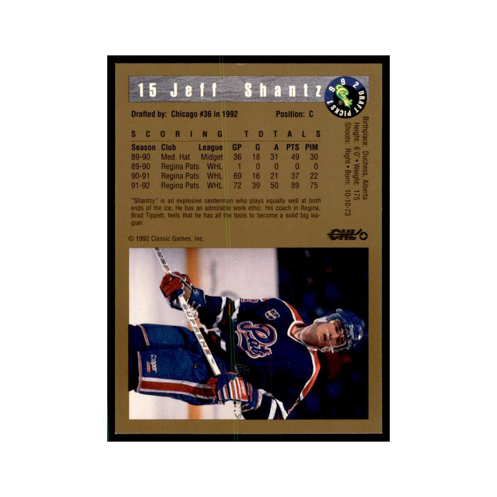 1992 Classic Draft Picks Jeff Shantz Hockey Cards #15