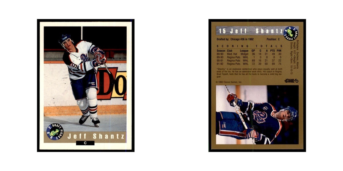 1992 Classic Draft Picks Jeff Shantz Hockey Cards #15