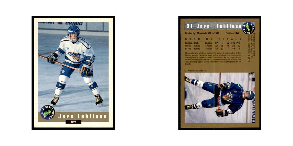 1992 Classic Draft Picks Jere Lehtinen Hockey Cards #31