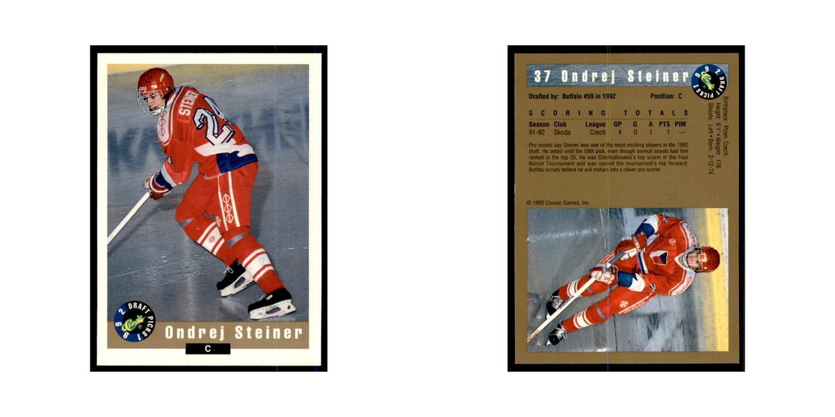 1992 Classic Draft Picks Ondrej Steiner Hockey Cards #37