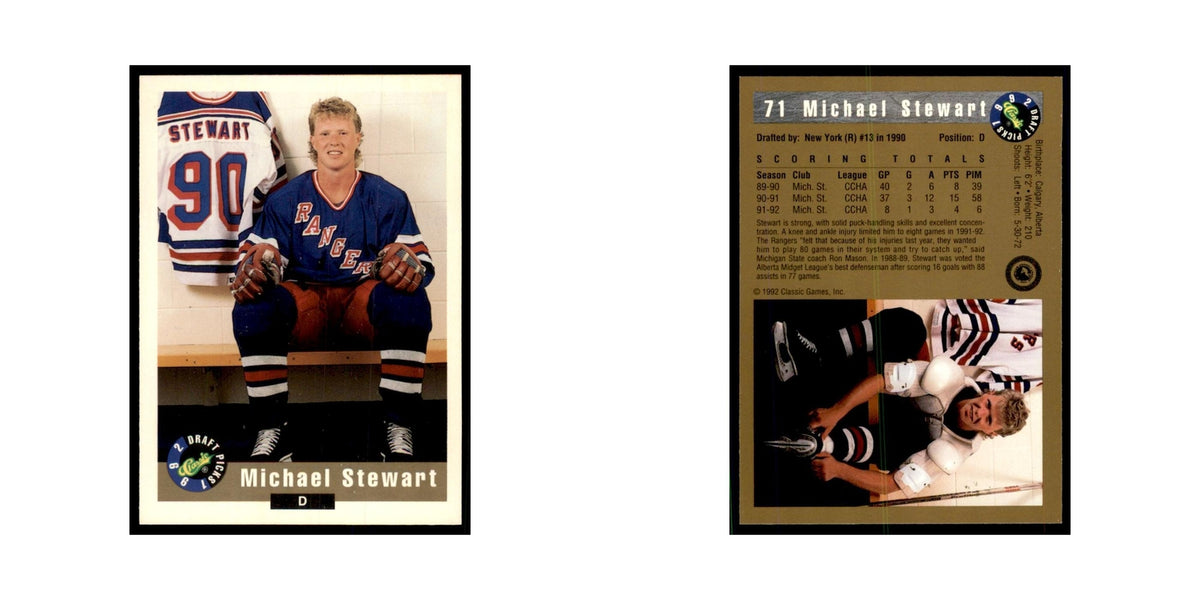 1992 Classic Draft Picks Michael Stewart Hockey Cards #71