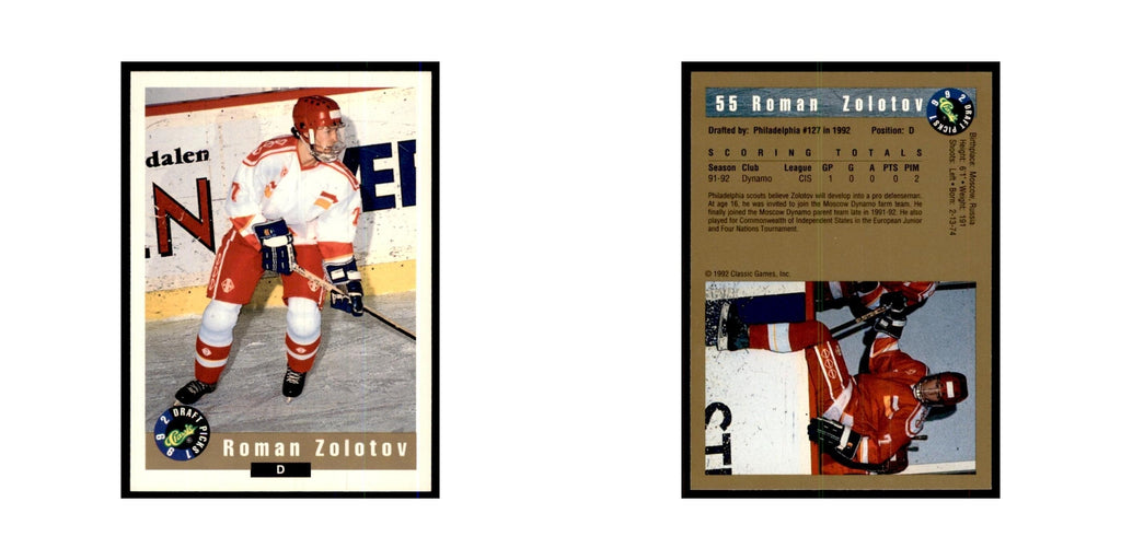 1992 Classic Draft Picks Roman Zolotov Hockey Cards #55