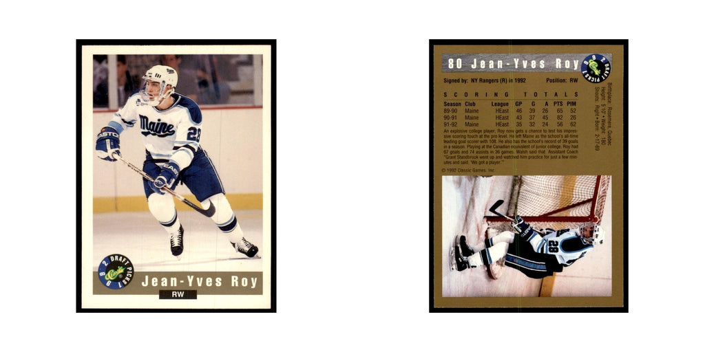 1992 Classic Draft Picks Jean-Yves Roy Hockey Cards #80