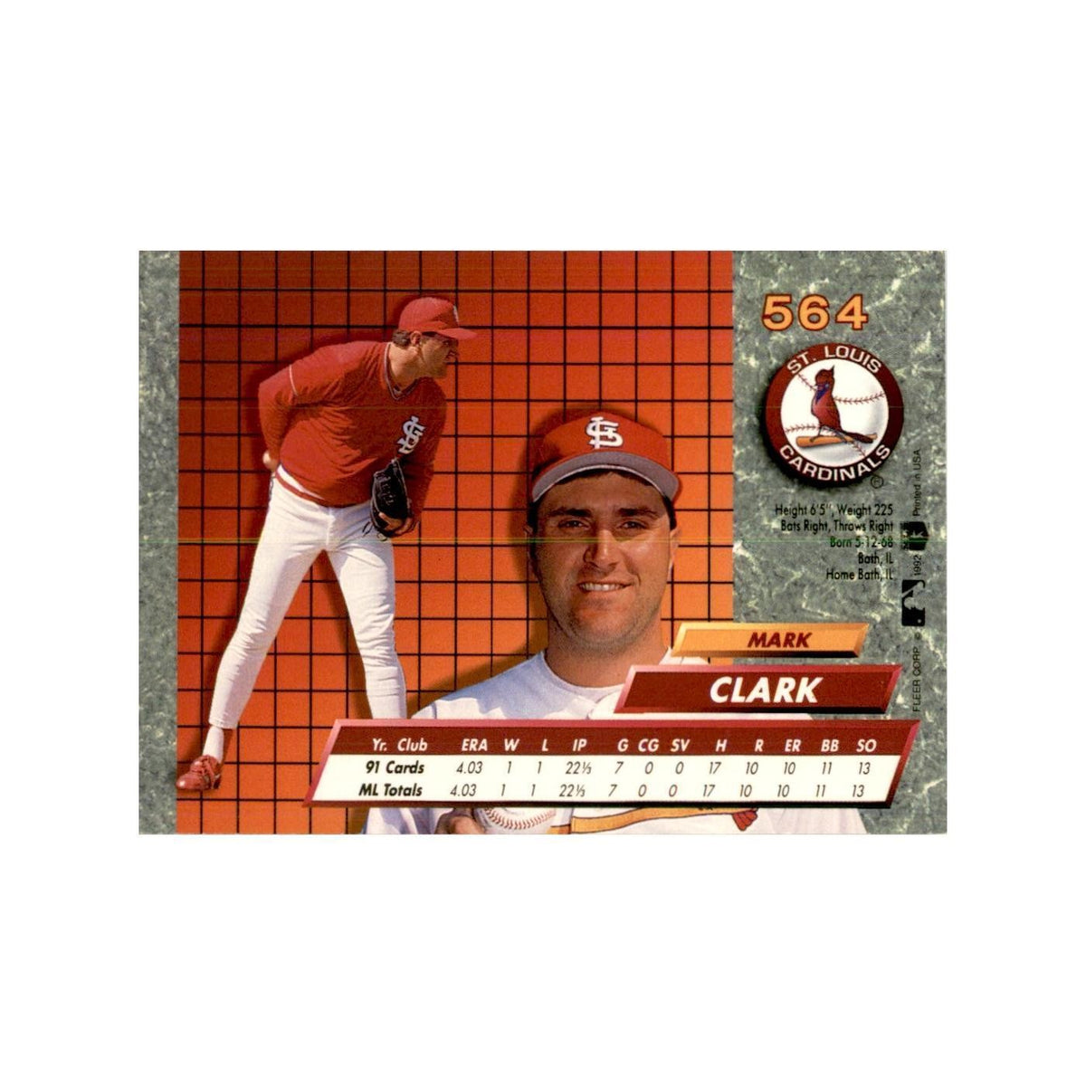 1992 Fleer Ultra Mark Clark Baseball Cards #564