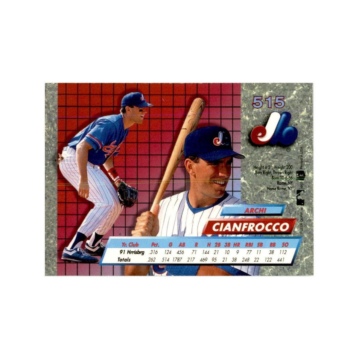 1992 Fleer Ultra Archi Cianfrocco Baseball Cards #515