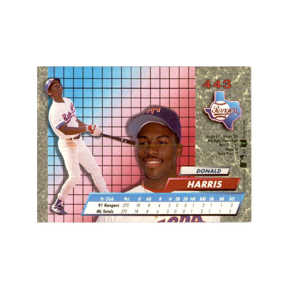 1992 Fleer Ultra Donald Harris Baseball Cards #443