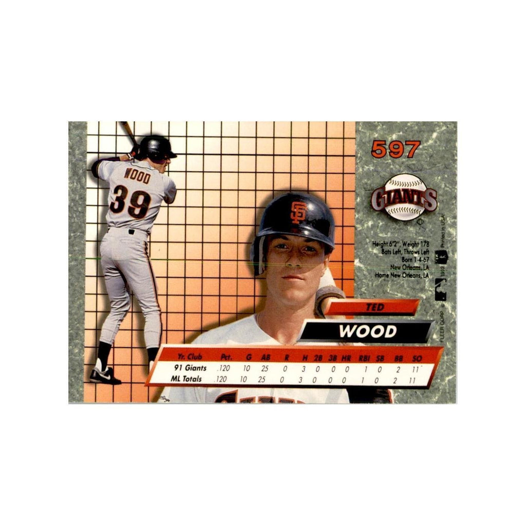 1992 Fleer Ultra Ted Wood Baseball Cards #597