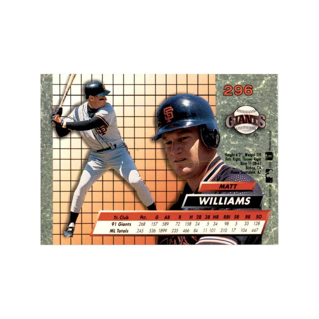 1992 Fleer Ultra Matt Williams Baseball Cards #296