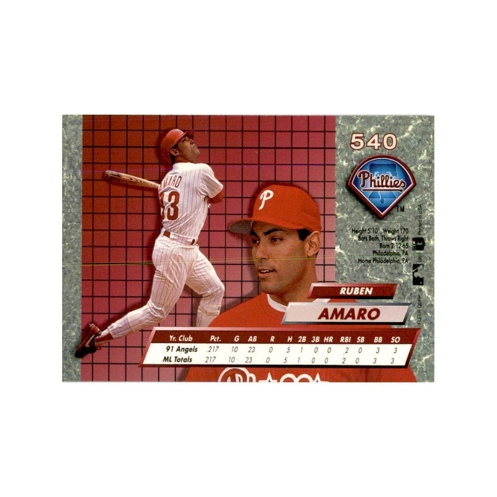 1992 Fleer Ultra Ruben Amaro Baseball Cards #540