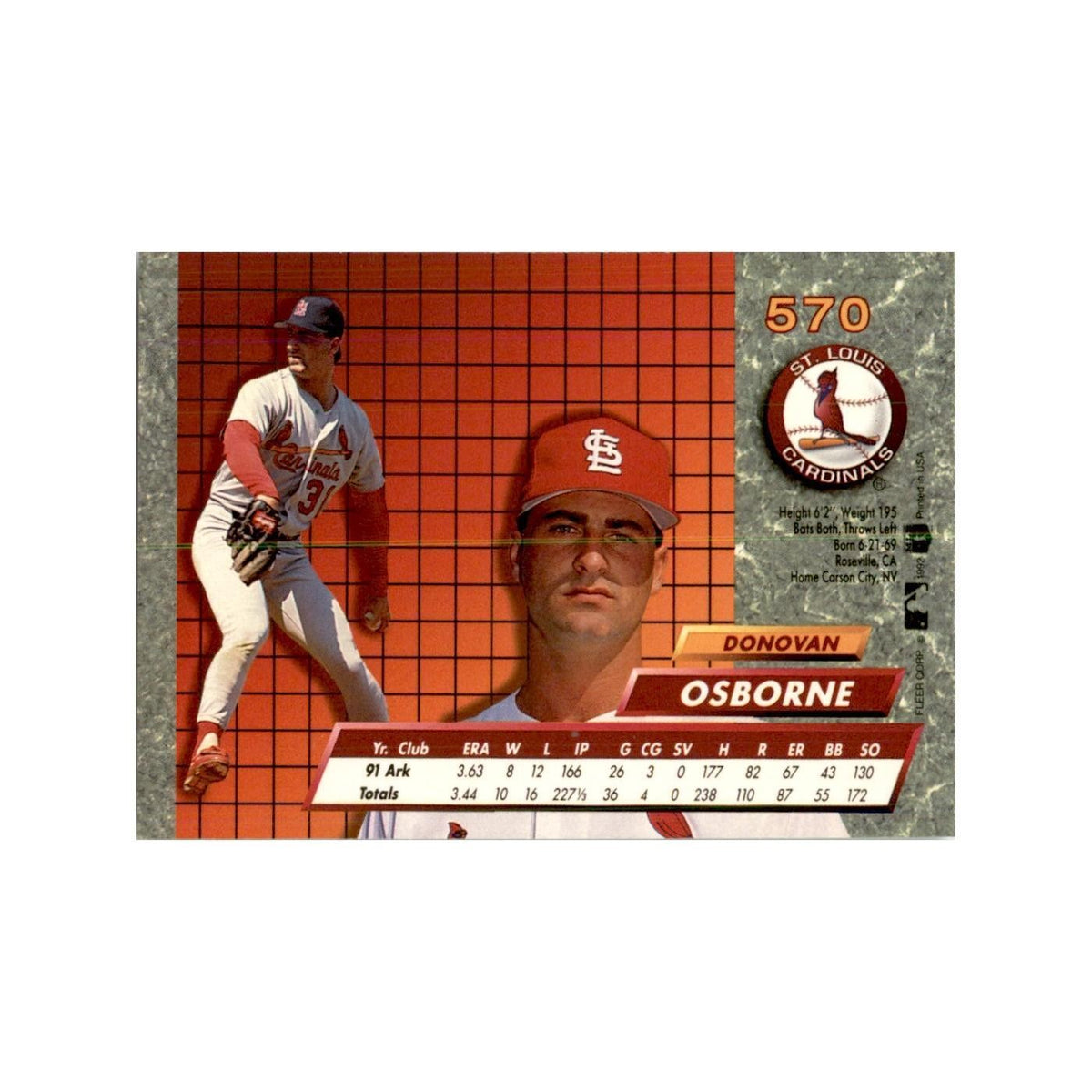 1992 Fleer Ultra Donovan Osborne Baseball Cards #570