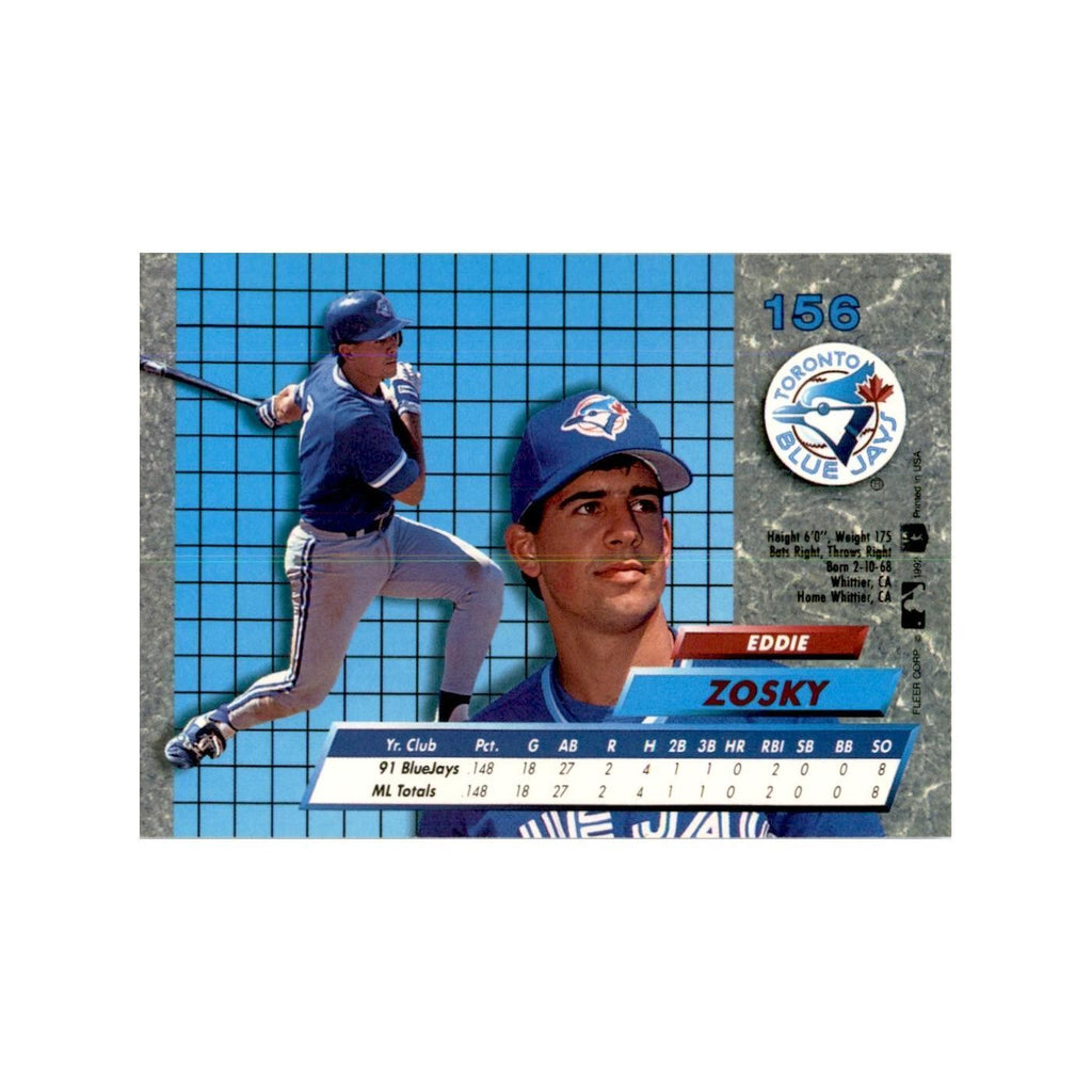 1992 Fleer Ultra Eddie Zosky RC Baseball Cards #156