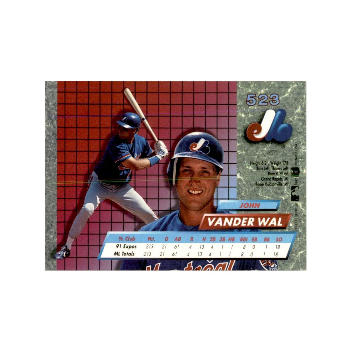 1992 Fleer Ultra John Vander Wal Baseball Cards #523