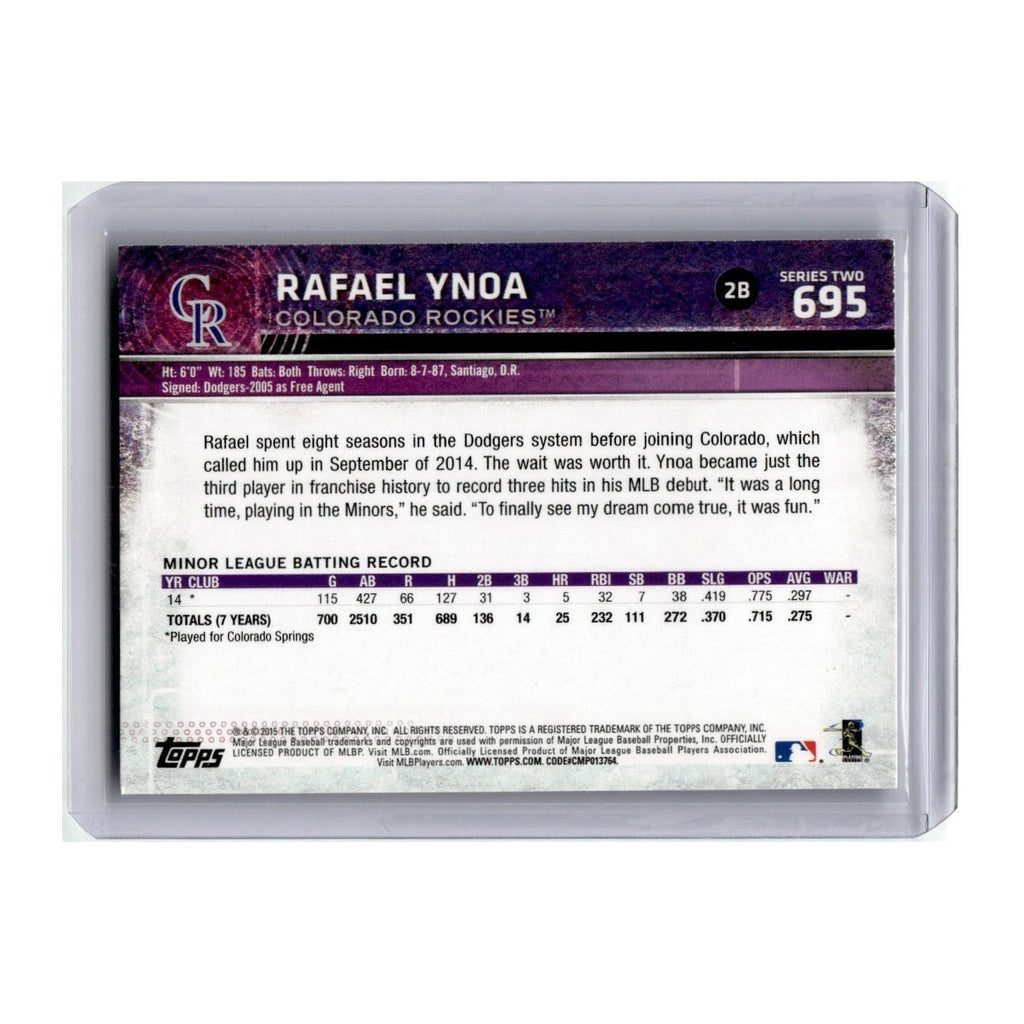 Rafael Ynoa Rookie 2015 Topps #695 Colorado Rockies Baseball Card NM