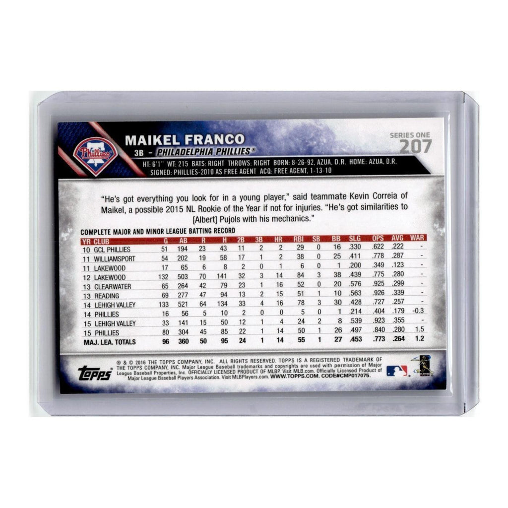 Maikel Franco 2016 Topps #207 Philadelphia Phillies Baseball Card NM