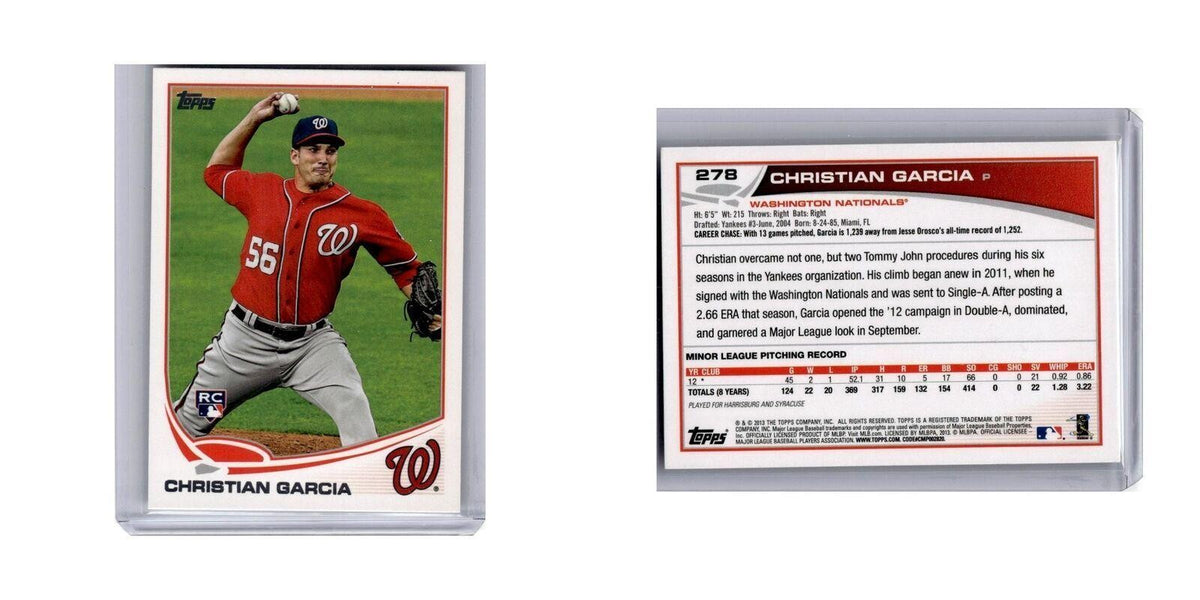 Christian Garcia Rookie 2013 Topps #278 Washington Nationals Baseball Card NM