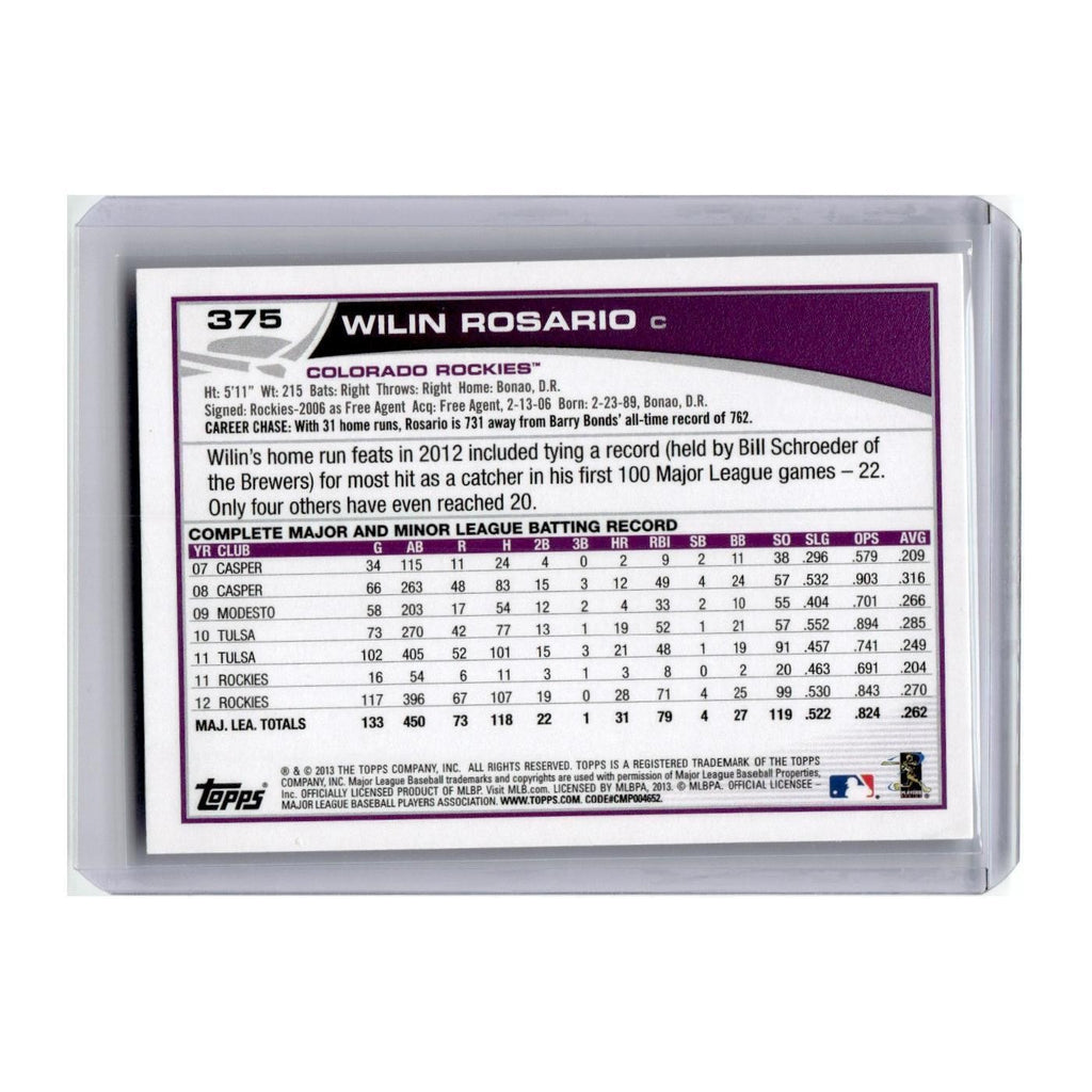 Wilin Rosario 2013 Topps #375 Colorado Rockies Baseball Card NM