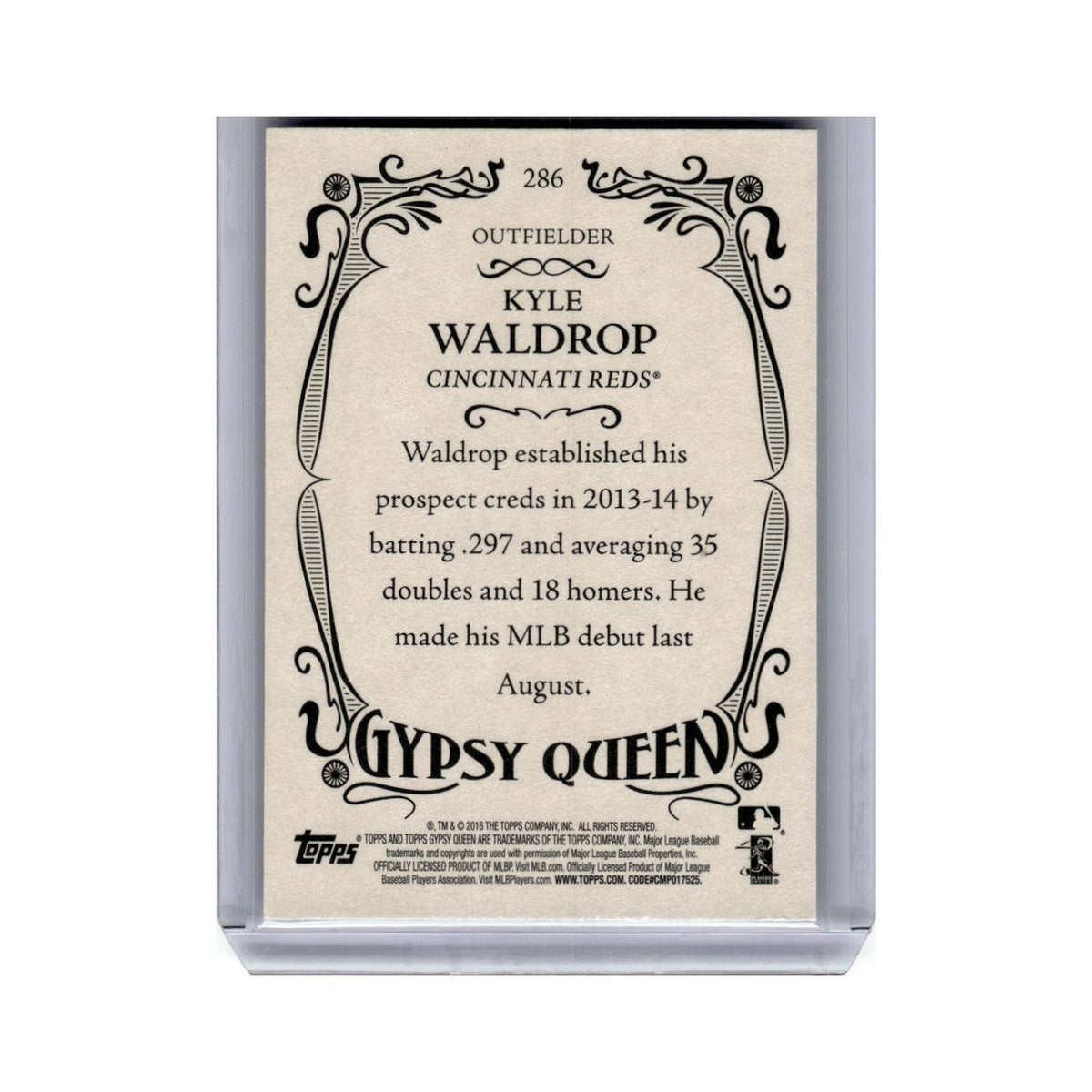 Kyle Waldrop Rookie 2016 Topps Gypsy Queen #286 Cincinnati Reds Baseball Card NM