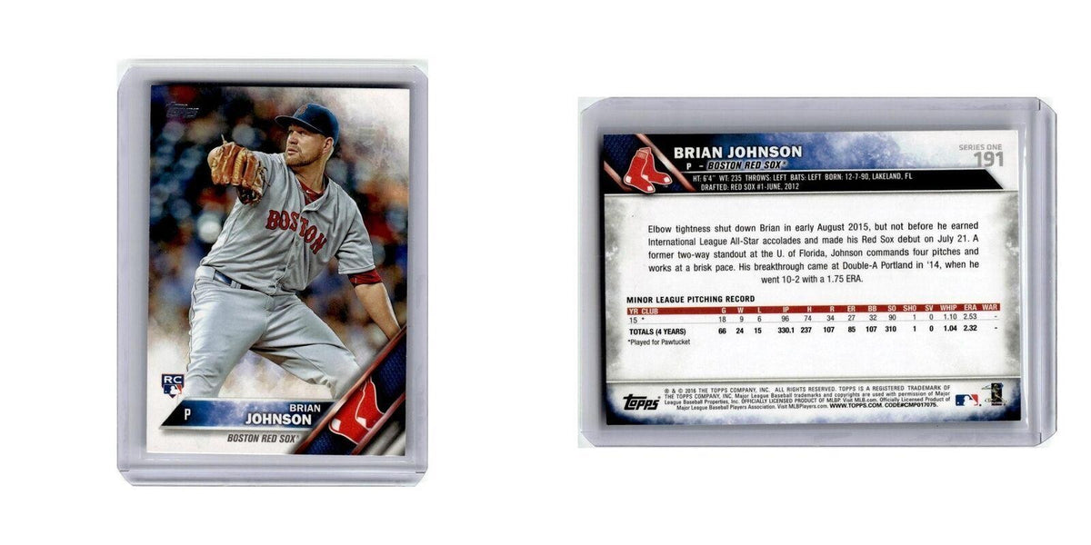 Brian Johnson Rookie 2016 Topps #191 Boston Red Sox Baseball Card NM