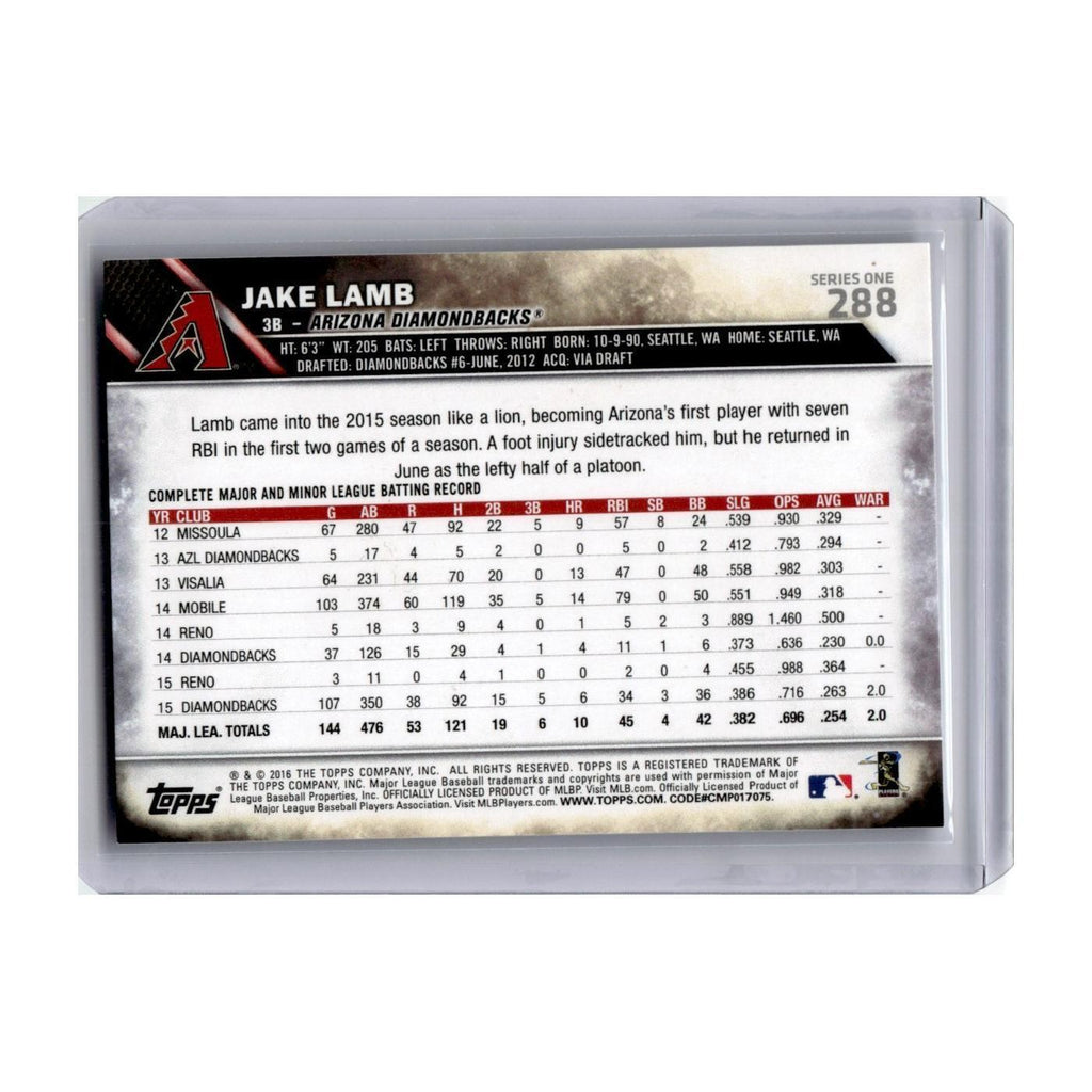 Jake Lamb 2016 Topps #288 Arizona Diamondbacks Baseball Card NM