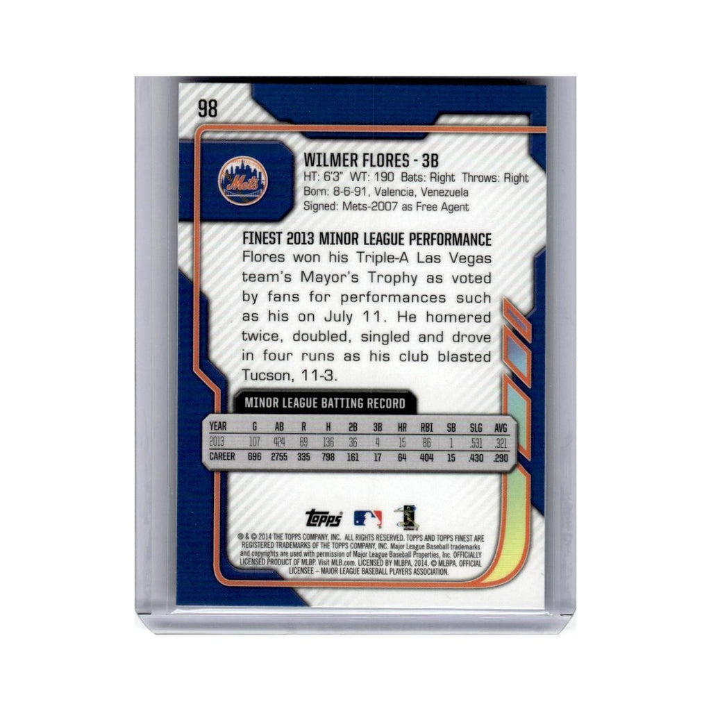 Wilmer Flores Rookie 2014 Finest #98 New York Mets Baseball Card NM