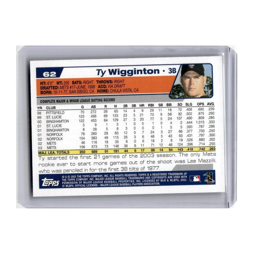 Ty Wigginton 2004 Topps #62 New York Mets Baseball Card NM